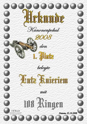 Urkunde 1. Platz